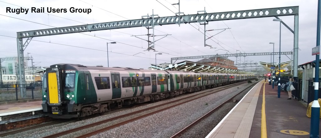 A 12 car train at Rugby station